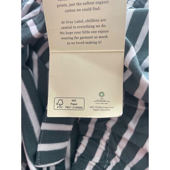 Gray Label Organic Cotton Striped Tatum Romper Overalls Blue Gray NWT Sz 9 10 - Picture 6 of 6